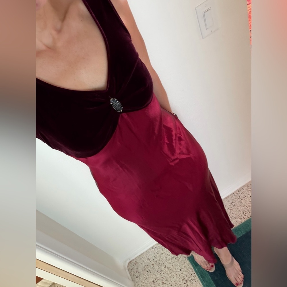 90’s vintage LA Belle Fashions long maxi velvet satin dress medium m